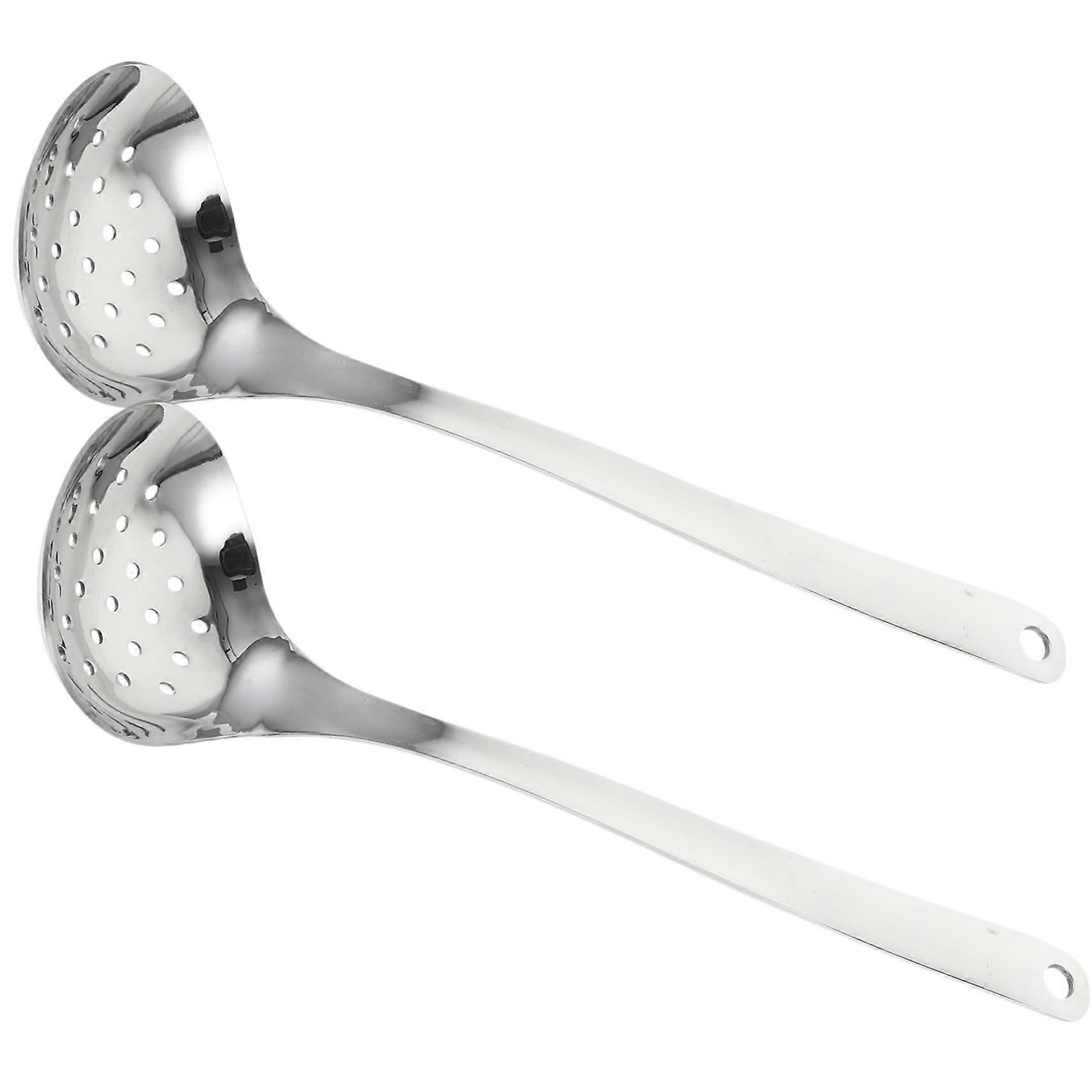 2pcs Stainless Steel Slotted Serving Spoons for Easy Draining with Ergonomic Grip