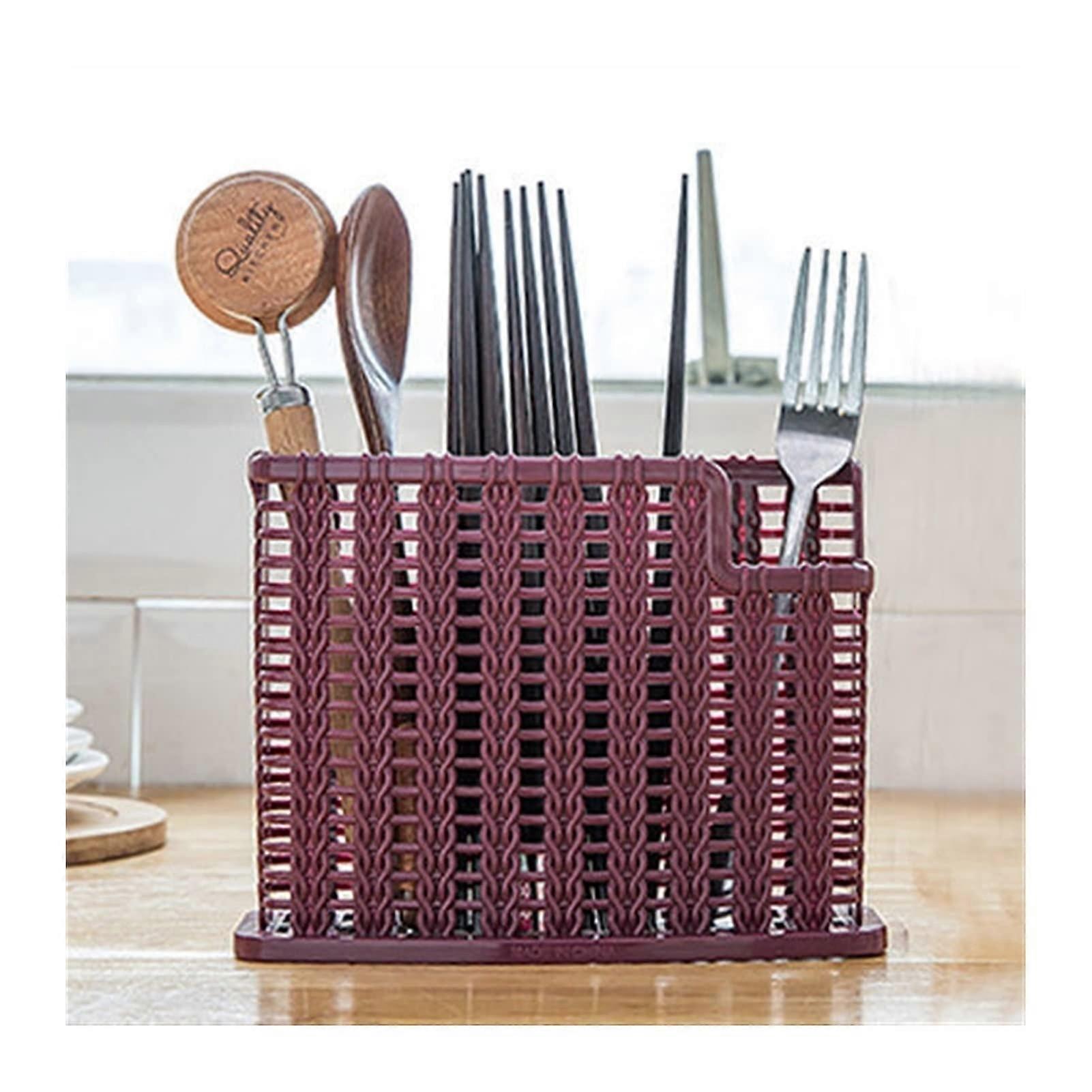 Utensil Drying Rack with Fast Drainage, 3Grid Kitchen Utensil Organizer for Spoon Fork Chopsticks
