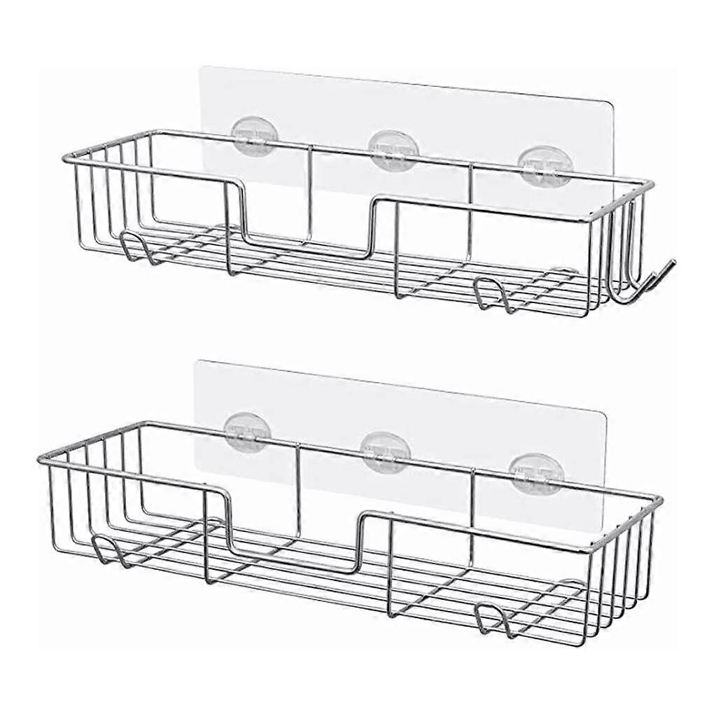 Bathroom Wall Shelf, 2 Pack Self Adhesive RustProof Stainless Steel Punch Removable Organizer