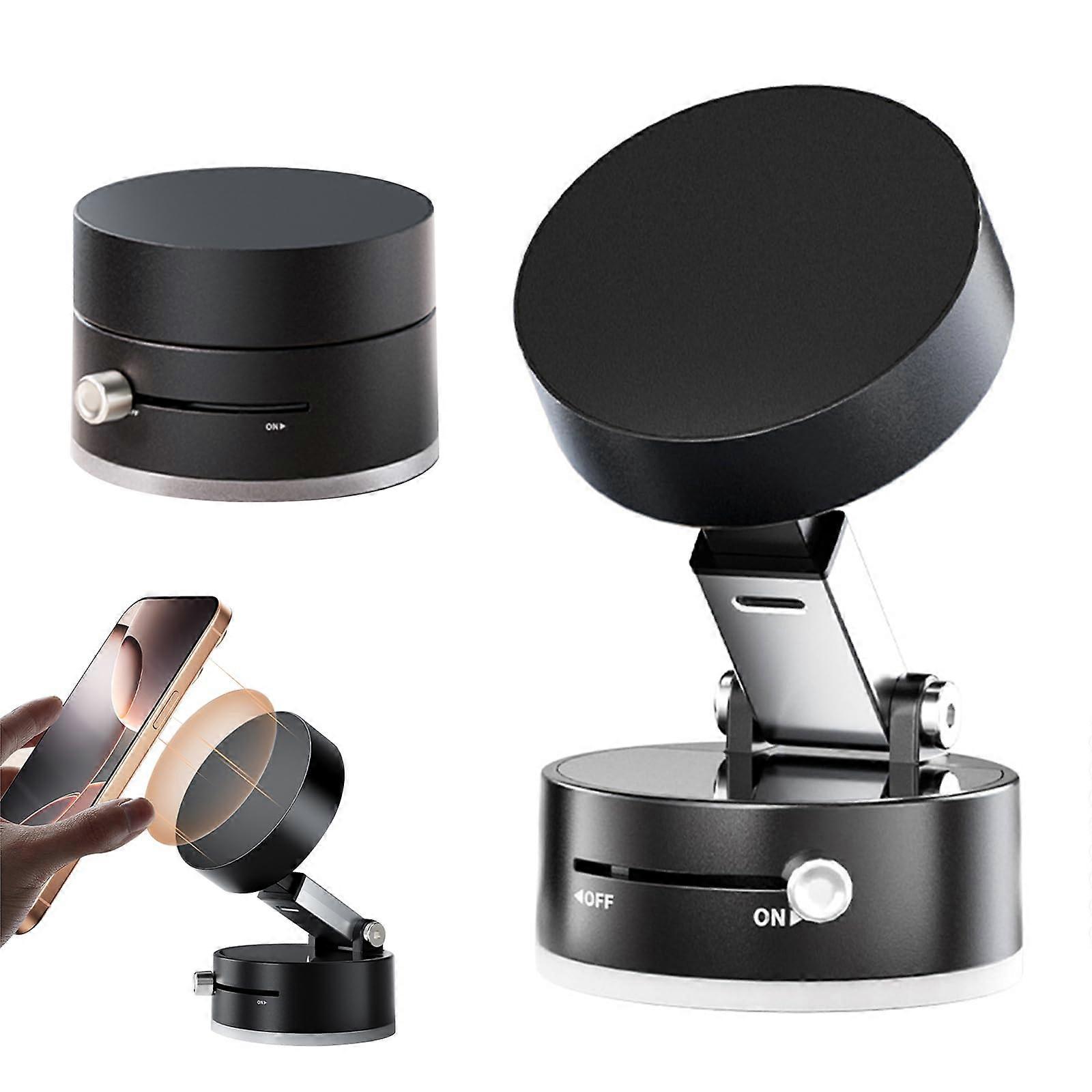 Magnetic Car Phone Holder with 300X Vacuum Suction, OneButton Release, Foldable Universal Mount