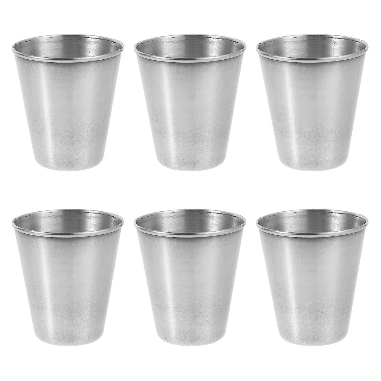 6Pcs Rustproof Stainless Steel Shot Glasses Set, Stackable Metal Whiskey Cups for Bar and Camping