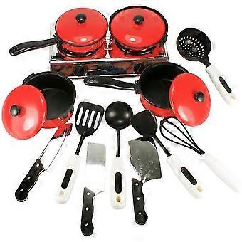 13Pcs Crianças Simulação Fogão a Gás Panela Faca Cozinha Utensílios de Cozinha Crianças Brinquedo