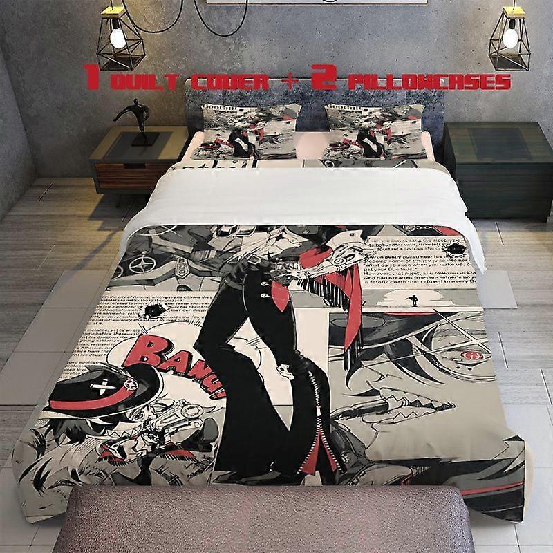 3pcsBoothil Character Theme Pattern Bedding Set Duvet Cover and Pillowcase