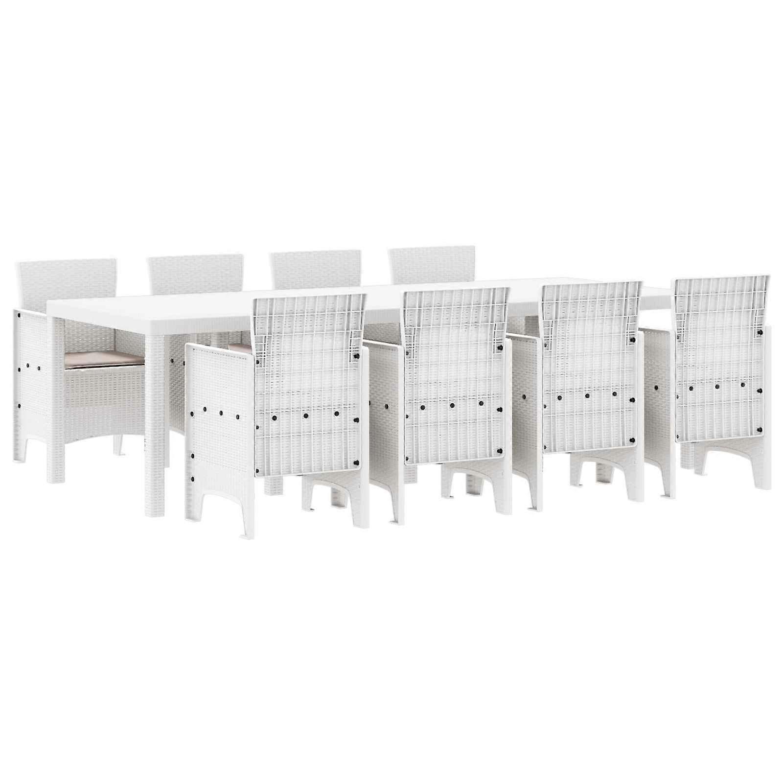 vidaXL Tuin Eetset 9 pcs Lichtgrijs Polypropyleen