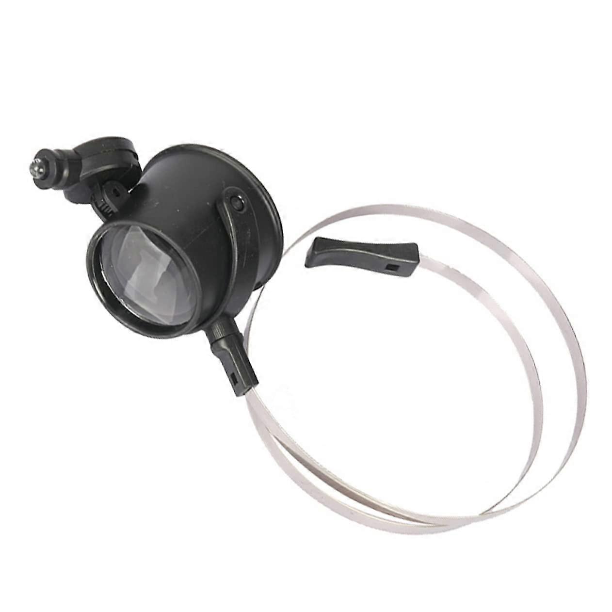 HeadMounted Magnifying Glass with LED Light and Shatterproof Lens for Reading and Clock