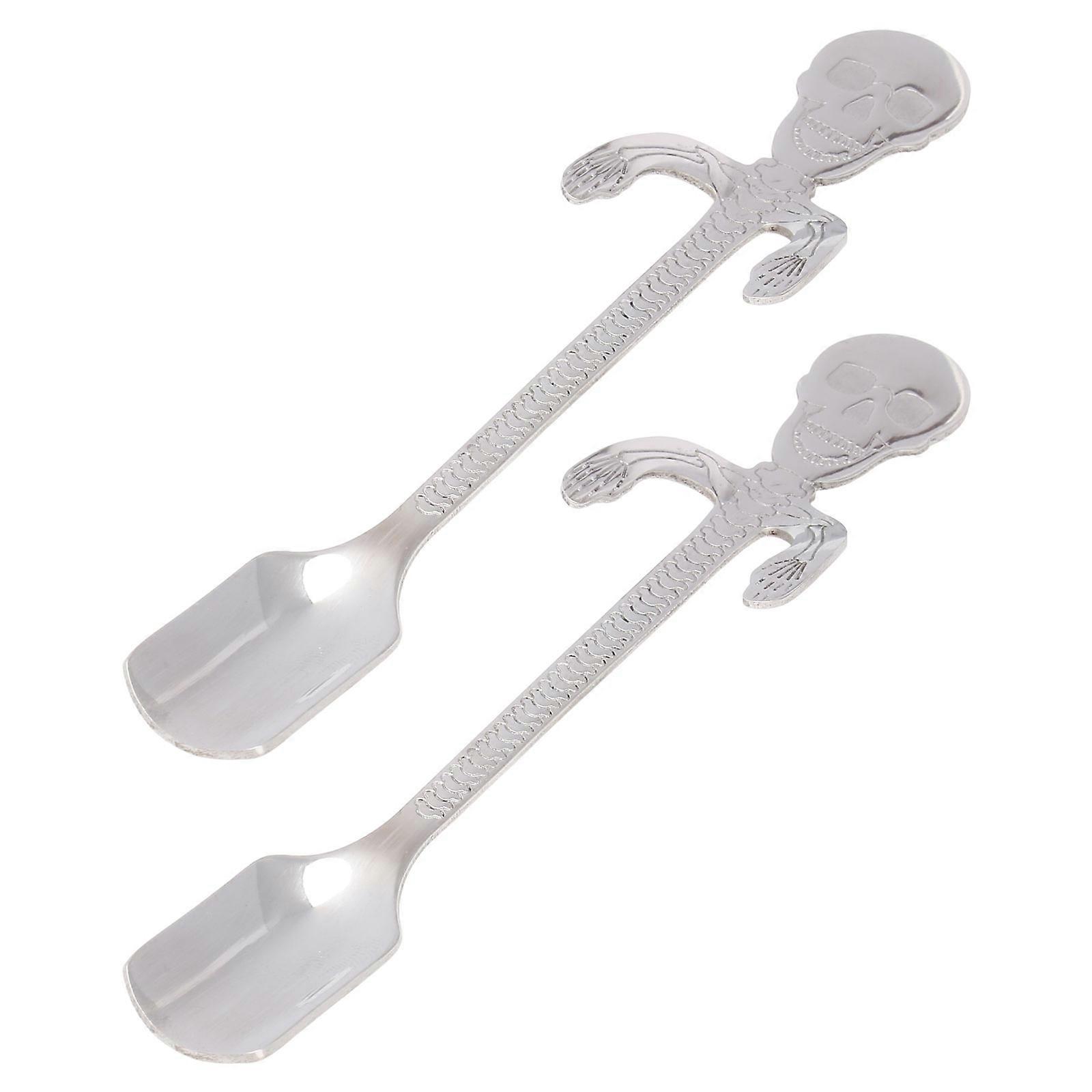 Creative Stainless Steel Skull Coffee Spoon for Dessert Use 2Pcs