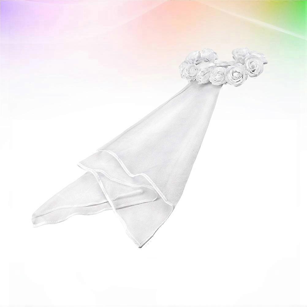 Rose Veil White Bride Decor Veil for Wedding Bride with Comb