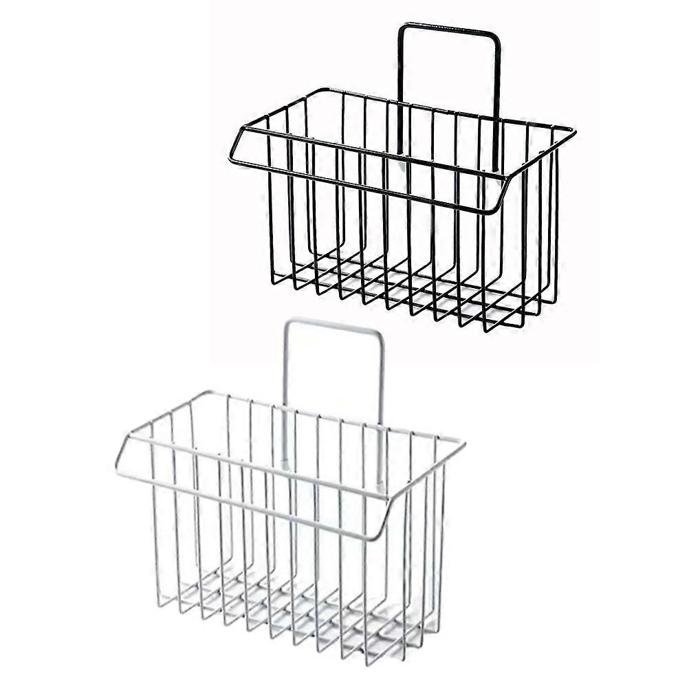 Kitchen Wall Mounted Baskets Iron Storage Rack Drain Shelf Organizer Black