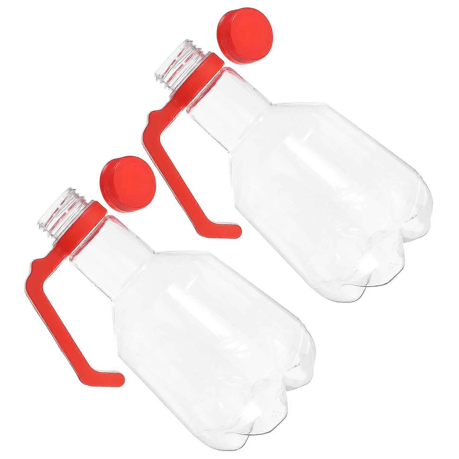 Plastic Beer Bottle for Beverage Packaging with Handle and Caps 2Pcs