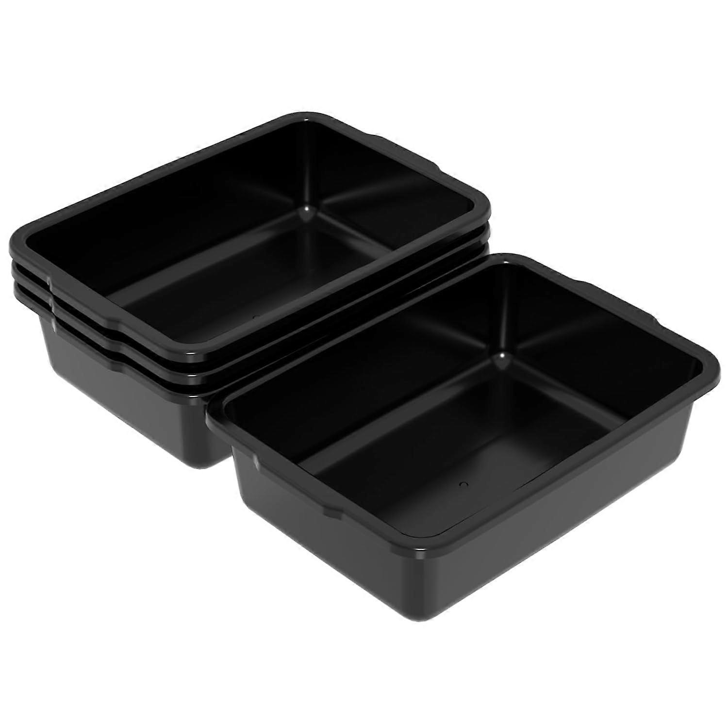 4-Pack 23 L Plastic Bus Box, Utility Bus Tubs, Black