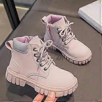 Schwarze Stiefeletten, Mädchenstiefel, Herbst/Winter, stylische Lederstiefel für Kinder, lässige Stiefeletten für jeden Tag, Kleinkinderstiefel, 02 Rosa, 7-8 Jahre