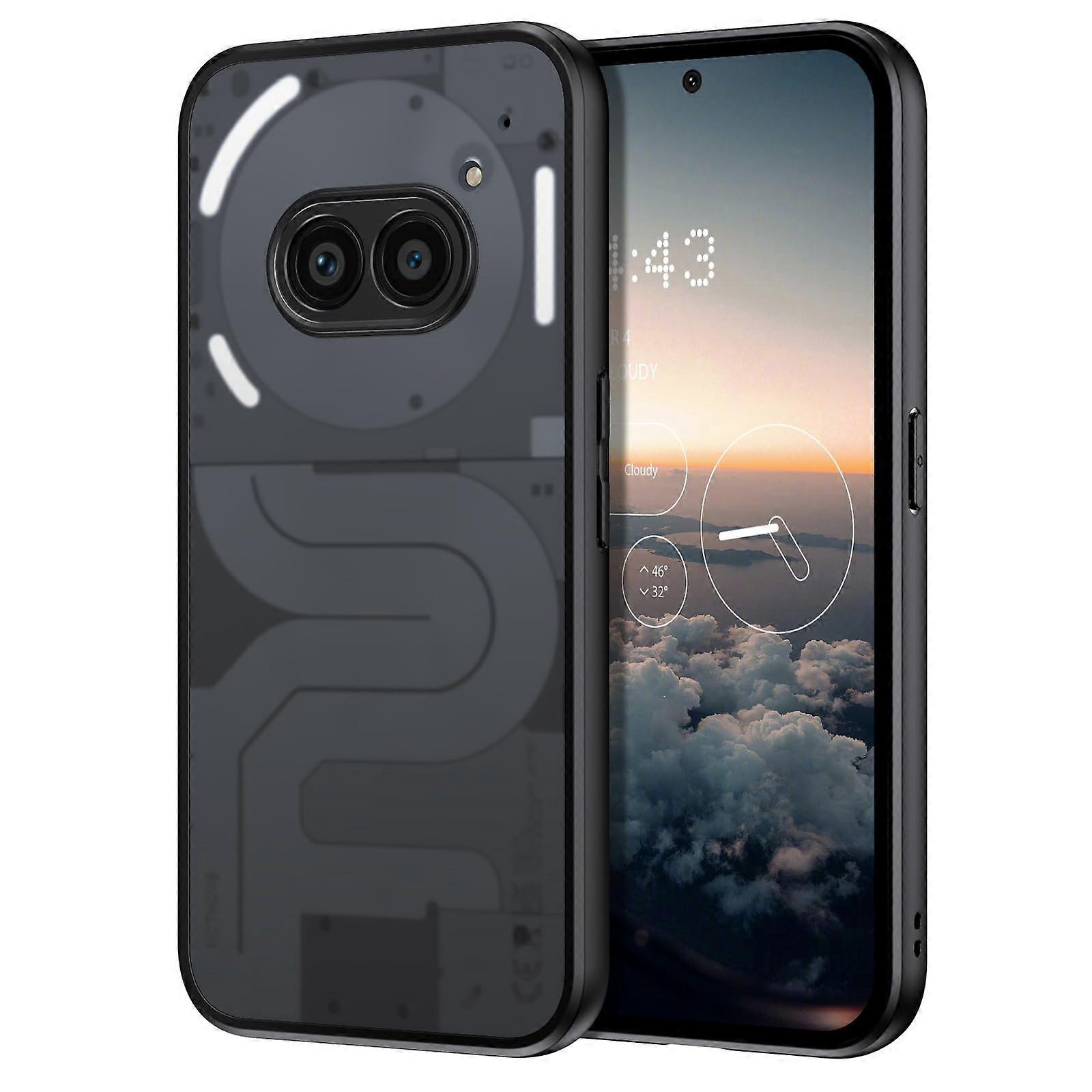 Shockproof Case with Wireless Charging, Translucent Matte Protective Cover Black for Nothing Phone 2a