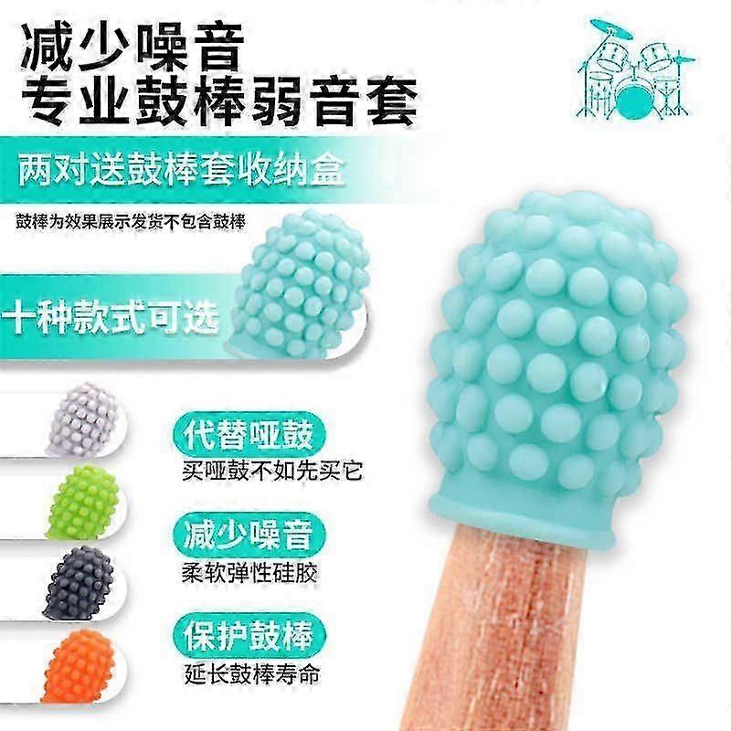 2 Pairs Silicone Drumstick Dampeners Mute Tips for Silent Drumming Practice on Solid Surfaces