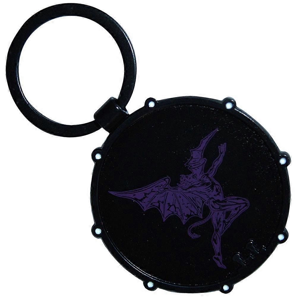Black Sabbath Wavy Logo And  Daemon Drum Double Sided Keyring Keychain