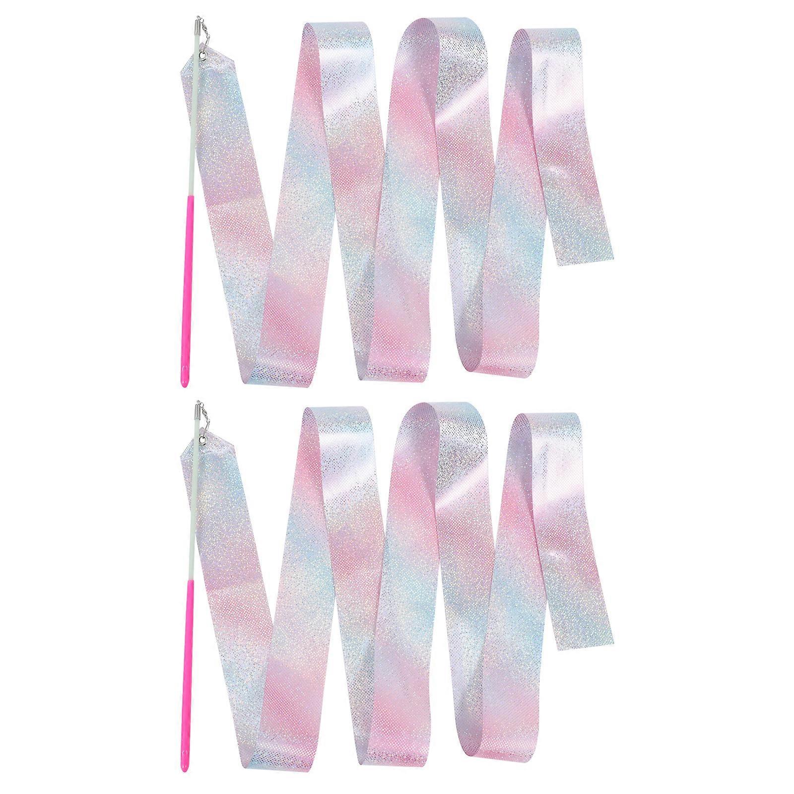 2Pcs Children Shining Gymnastics Streamers for Performance Competition
