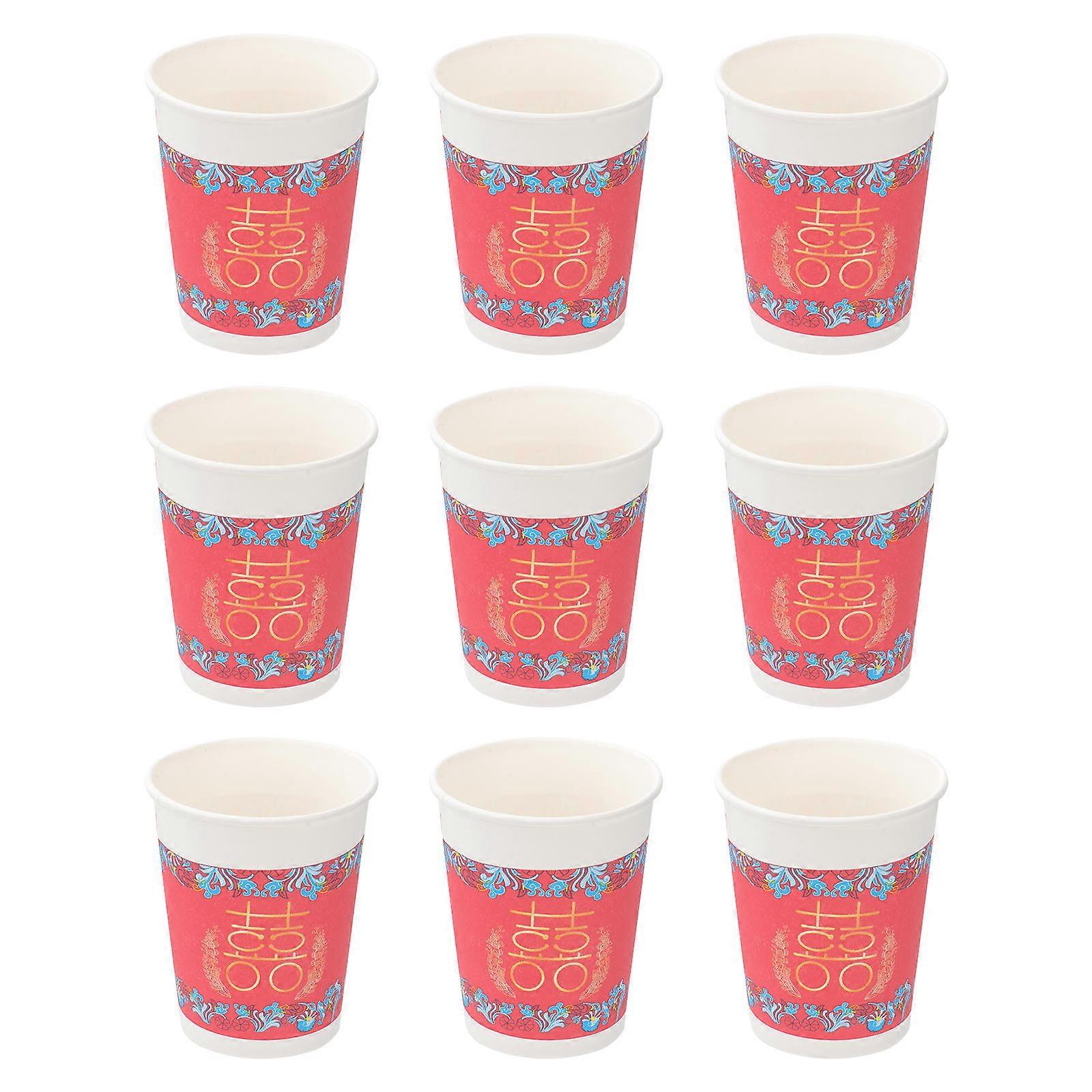 Cups Paper for Wedding Red Design 50Pcs Pack