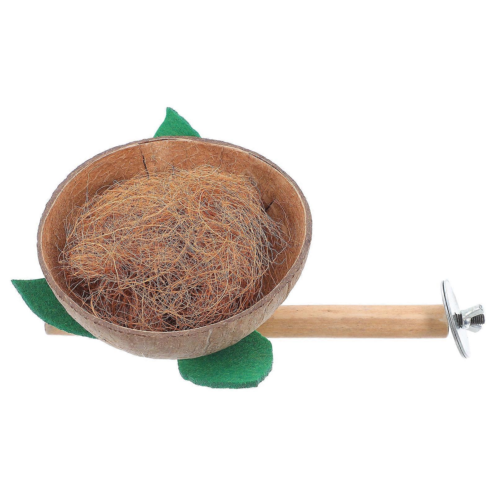 Parrot Nesting Box Coconut Shell Bird Perch Stand for 2Pcs Use