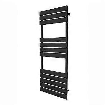 Vertical Towel Radiator Designer Flat Panel 1200mm x 450mm Bathroom Heated Rail Matt Black Central