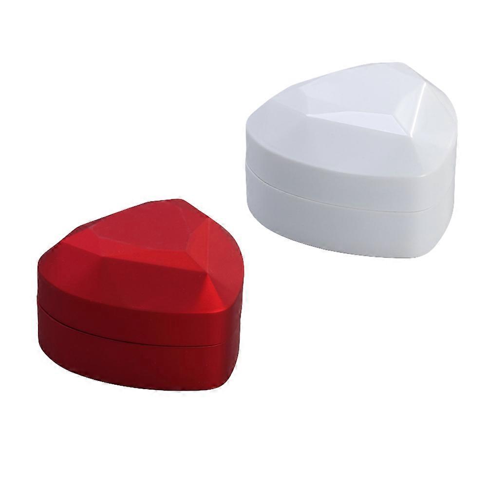 Heart Shape Ring Boxes LED Lighted Storage for Wedding 2Pcs Proposal Ring Box