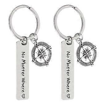 2 pz Creativo Bussola Portachiavi Adorabile Lettering Portachiavi Borsa di Moda Ornamento Appeso per Amici Coppia (Dove)