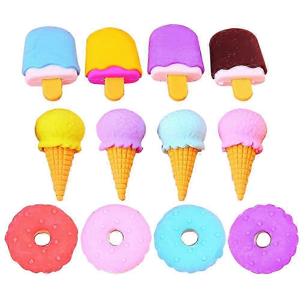 Multi-Function Erasers Dessert Shaped Pencil Erasers for Daily Use 12Pcs