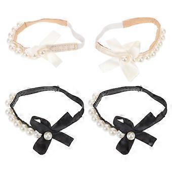 2 paires de sangles de chaussures à talons hauts Lacets perlés en fausse perle Ceinture anti lâche Sangles de cheville Bandes de chaussures amovibles pour tenir des talons hauts lâches