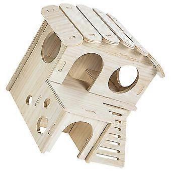 Beigefarbenes Hamsterhaus aus Holz, Modell Cottage, geeignet für das Haustiertraining, bietet eine gemütliche Schlafumgebung, 1 Set