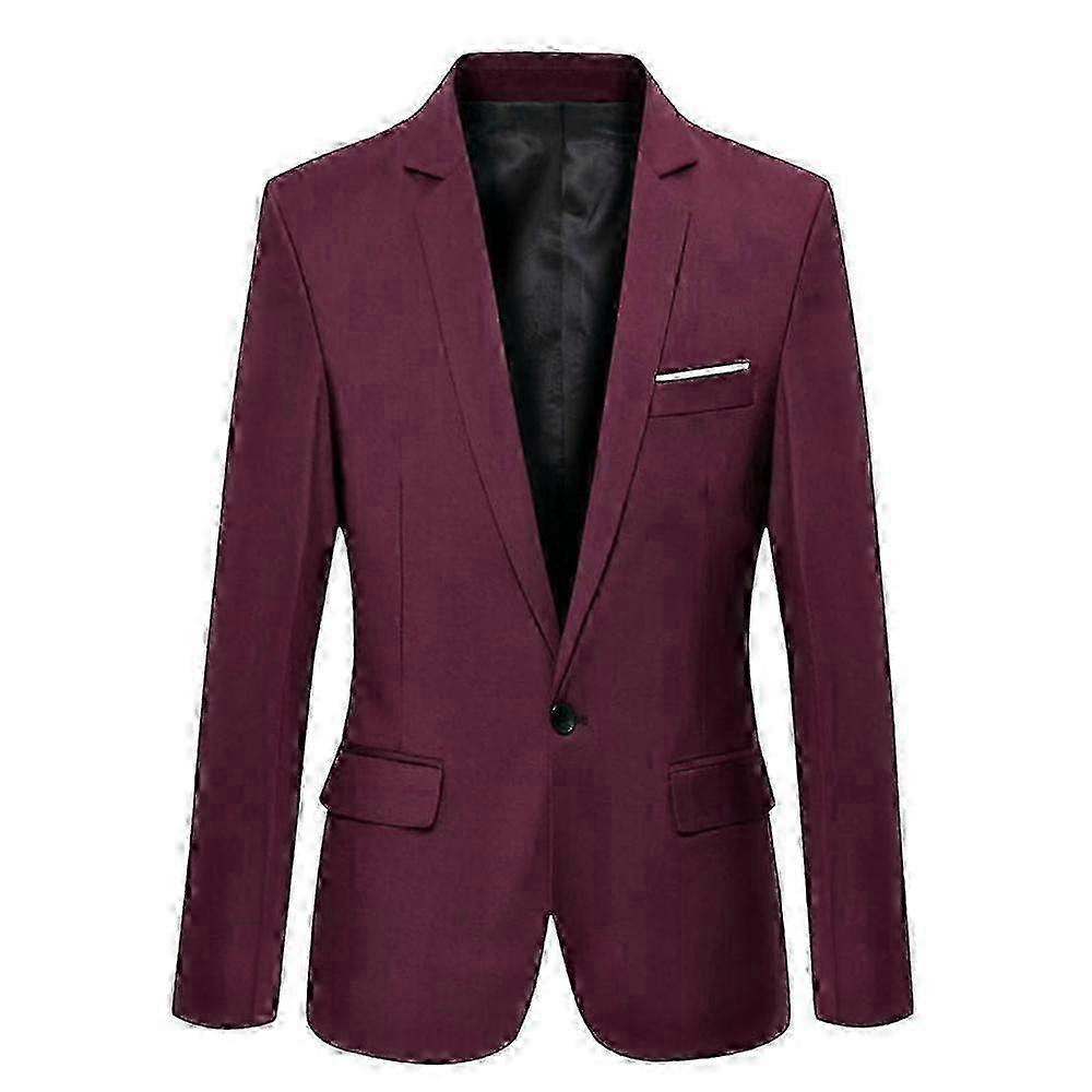 Plus Size Men Solid Lapel V-Neck One Button Blazer Jacket compatible withmal Evening Wedding Coat