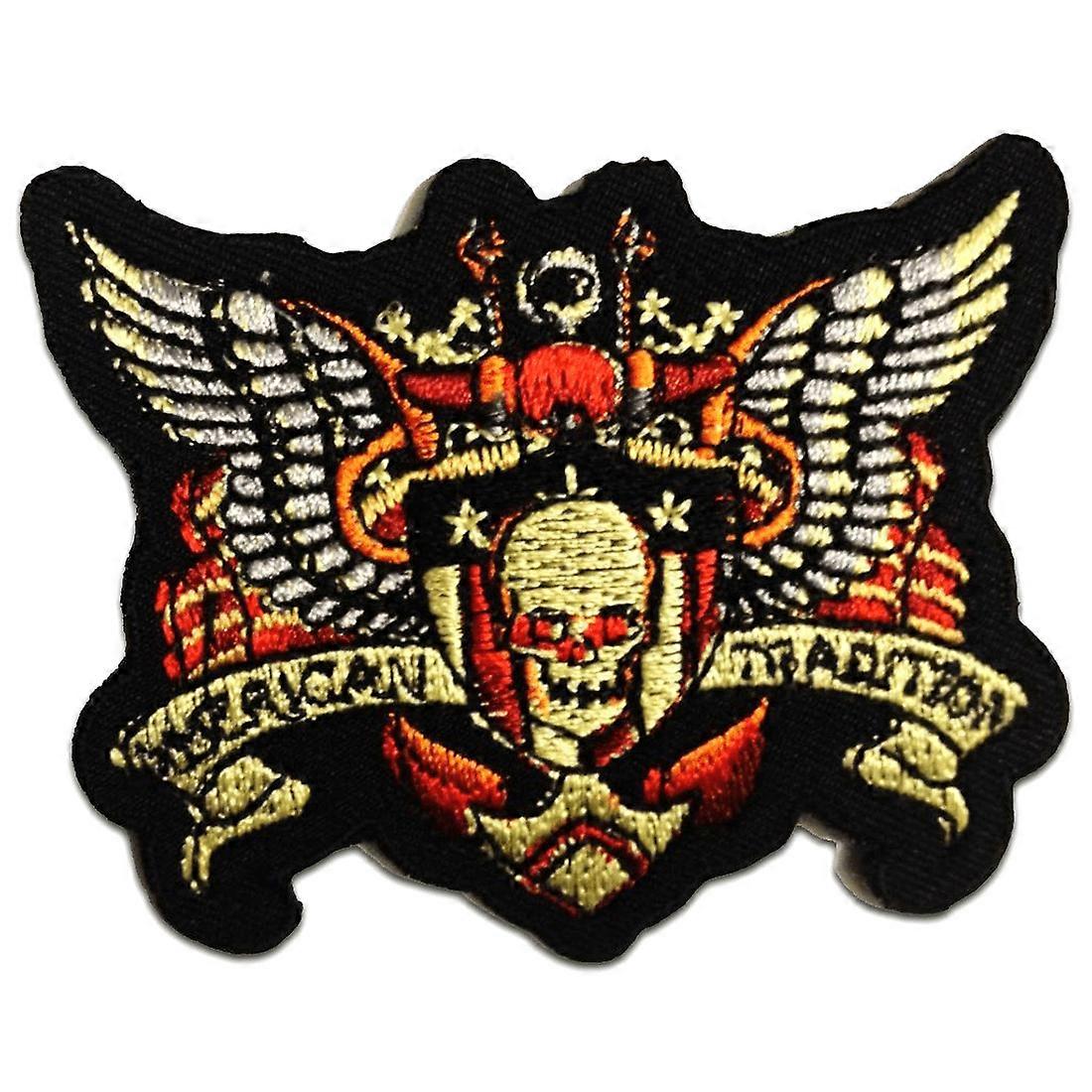 Patch / iron-on patch - Me x ican Tradition! Biker - black - 7.5 x 6.0 cm Patch