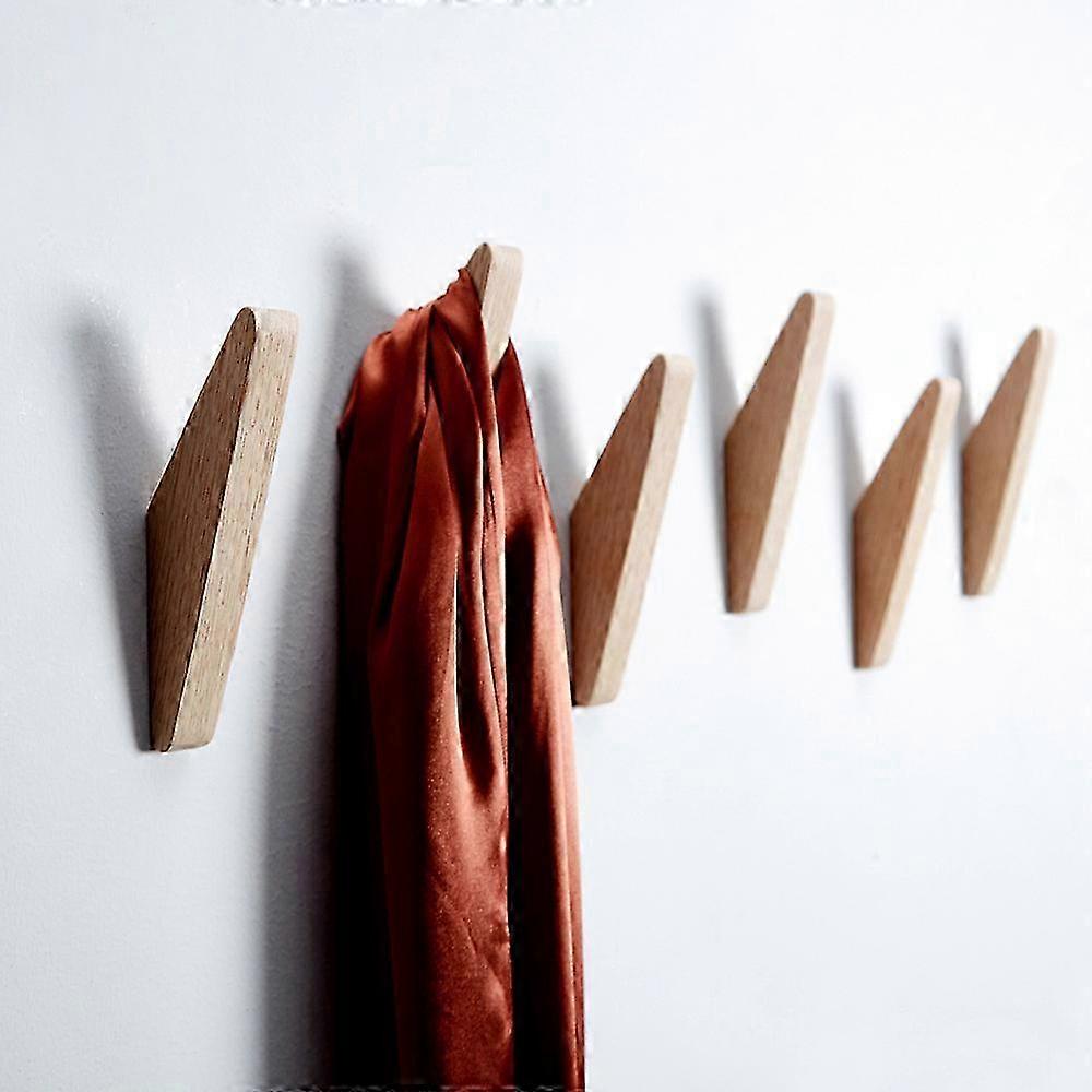 6 Pieces Double Hook Bathroom Towel Hooks, Oak