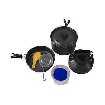 Outdoor Aluminum Camping Cookware Mess Kit, Folding Camping Teapot and Pan suitable for Camping, Backpacking