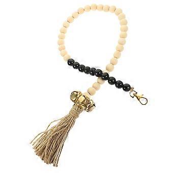 Wooden Dog Doorbell with Rustic Beading for Potty Training Hanging Bell