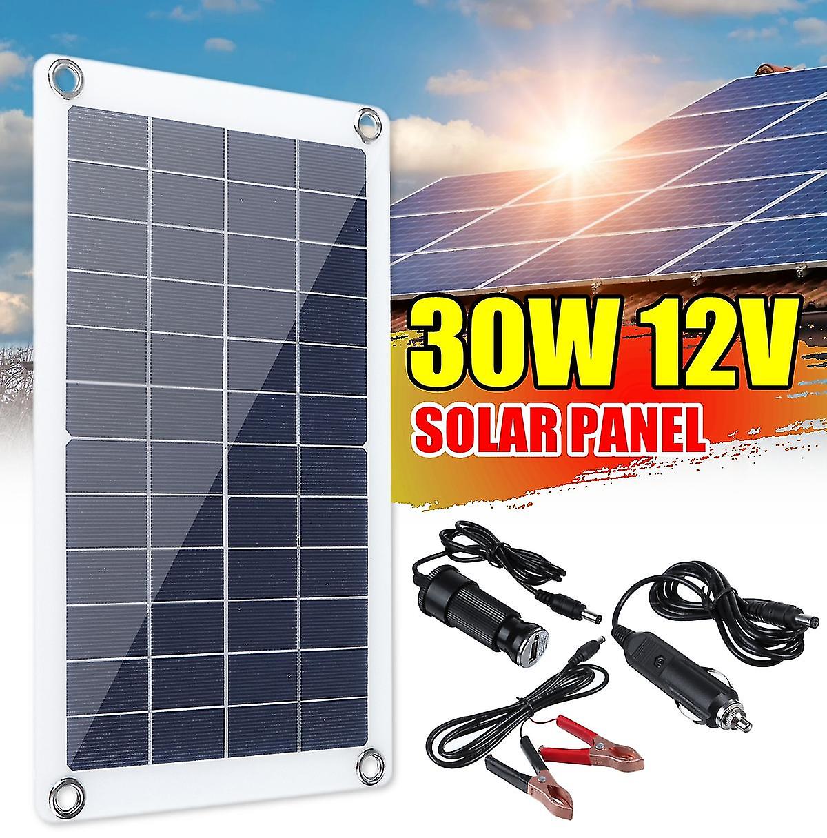 12v 30w Prenosný solárny panel Auto Van Loď Karavan Tle Charr