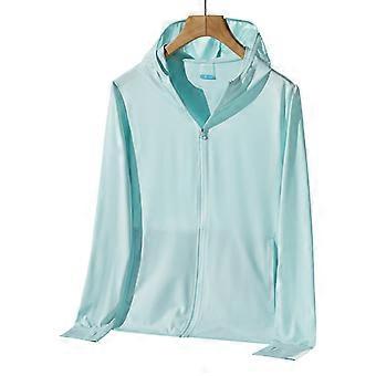 Zipper Upf50+ Summer Sunscreen Clothing Men's Ice Silk Knitted Long Sleeve Couple Protection Skin Sunscreen Clothing Women's (M)