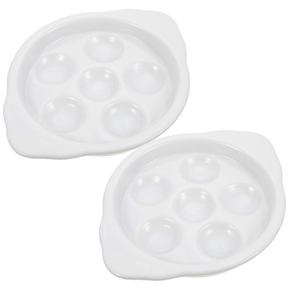 2Pcs Ceramic Escargot Plates for Baking Dish with Ergonomic Handles