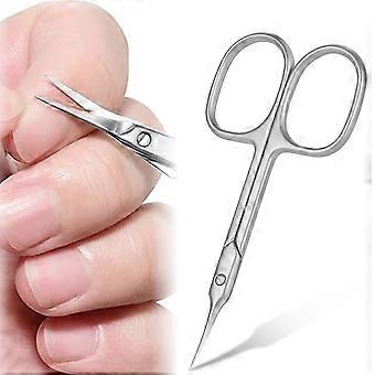 Nagelriemschaar met ergonomisch gebogen blad en grote vingergaten voor het knippen van nagels en nagriemen.