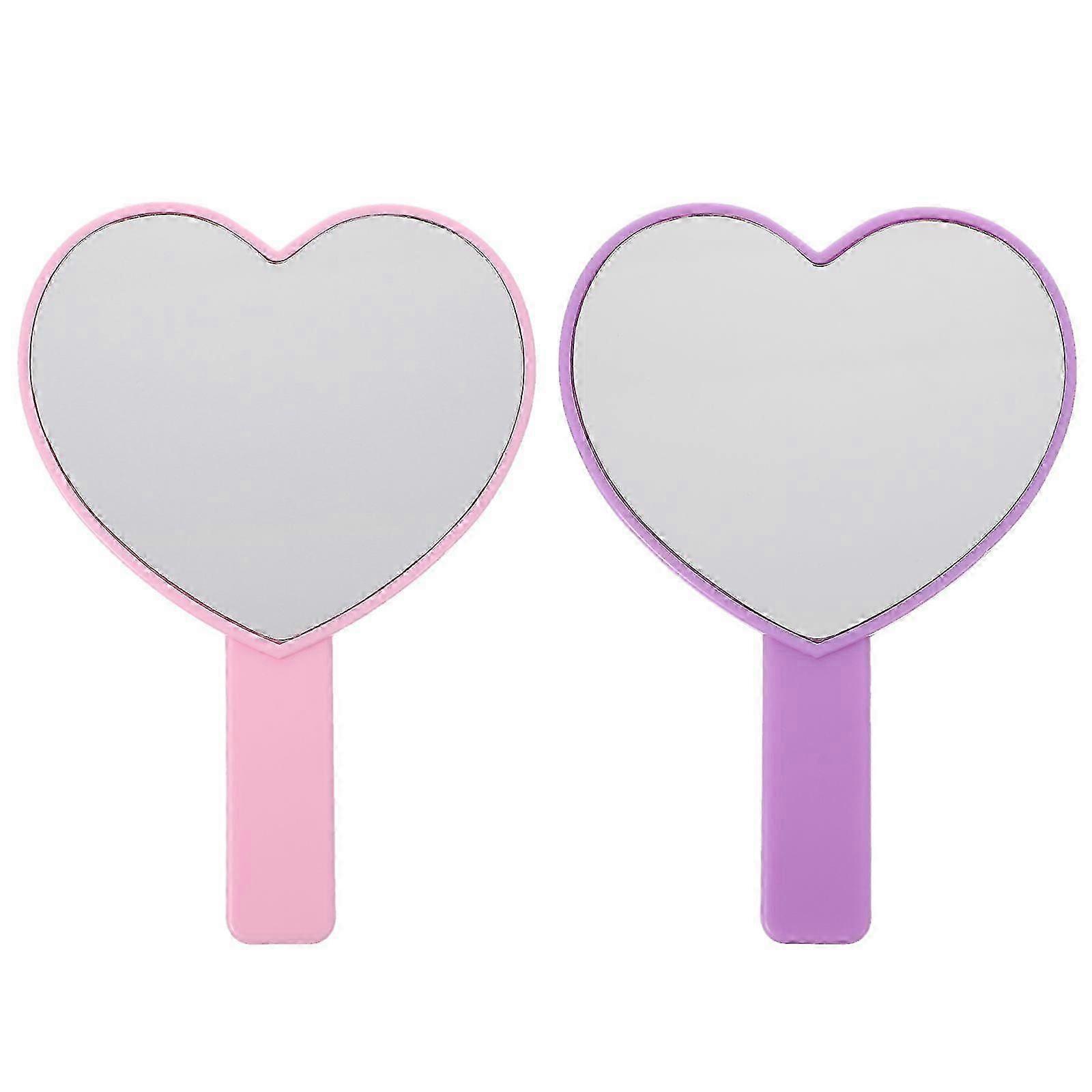 2Pcs Heart Shape Compact Makeup Mirror