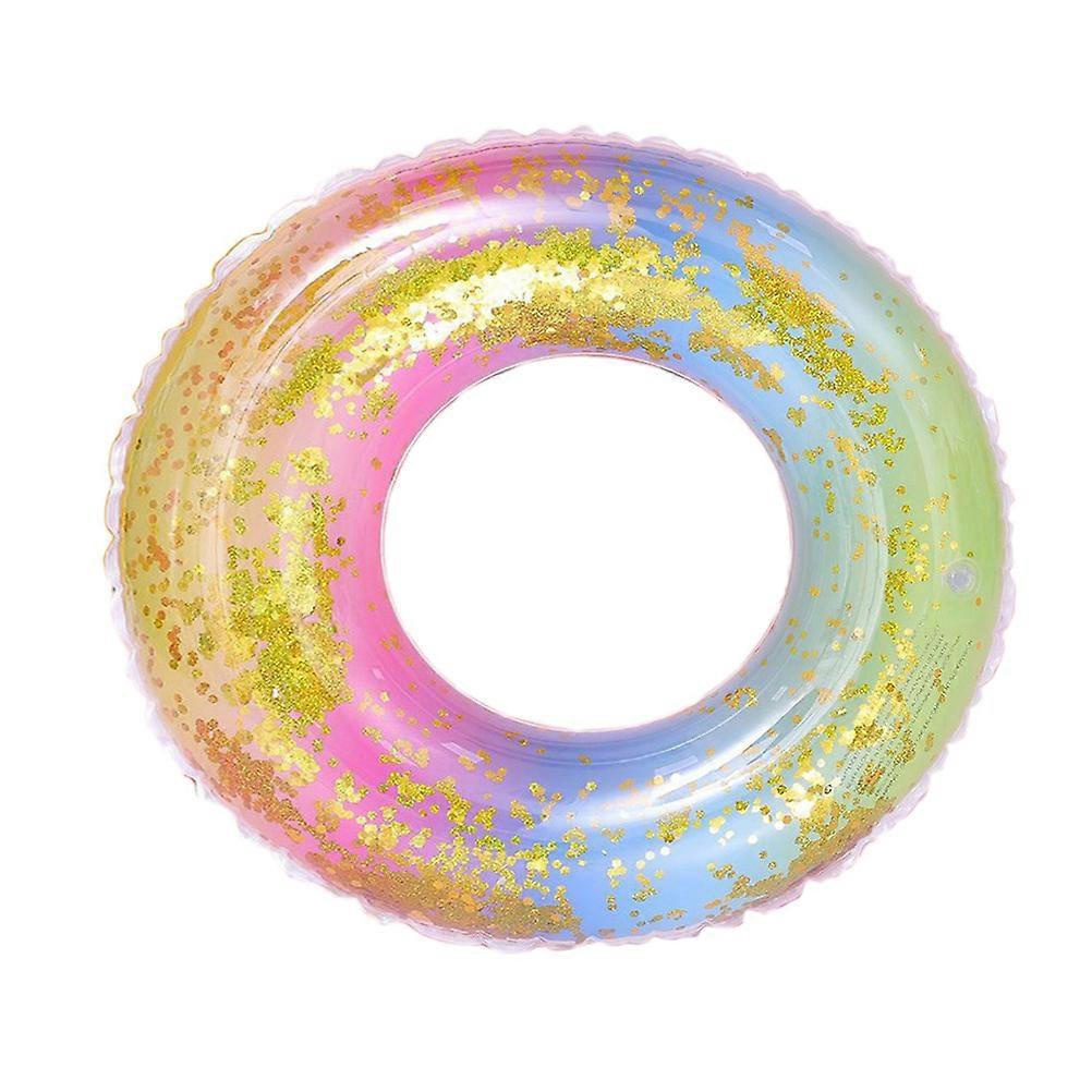 Inflatable Rainbow Swimming Ring for Swimming Sequins Gradient Float