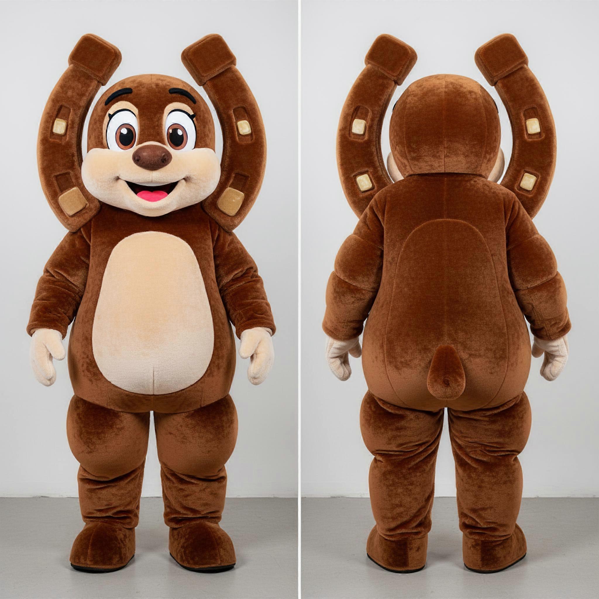 MASTICOT Brown Plush Horseshoe Mascot
