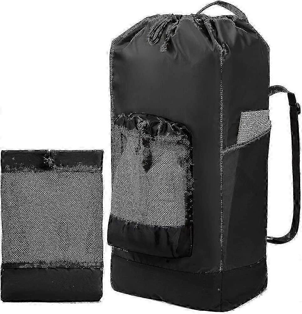 Laundry Backpack 60l Foldable Laundry Bag Shoulder Straps Mesh Pocket 600d