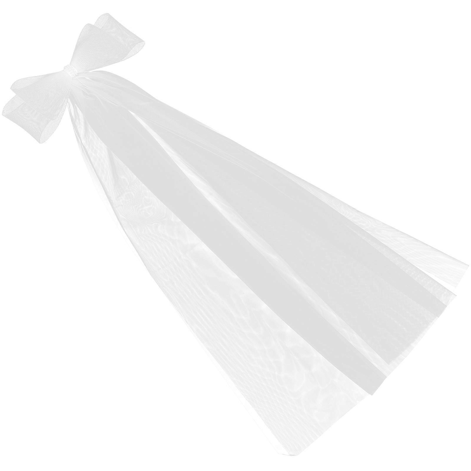 Bride Veil Bow Veil for Decoration Mesh Material White