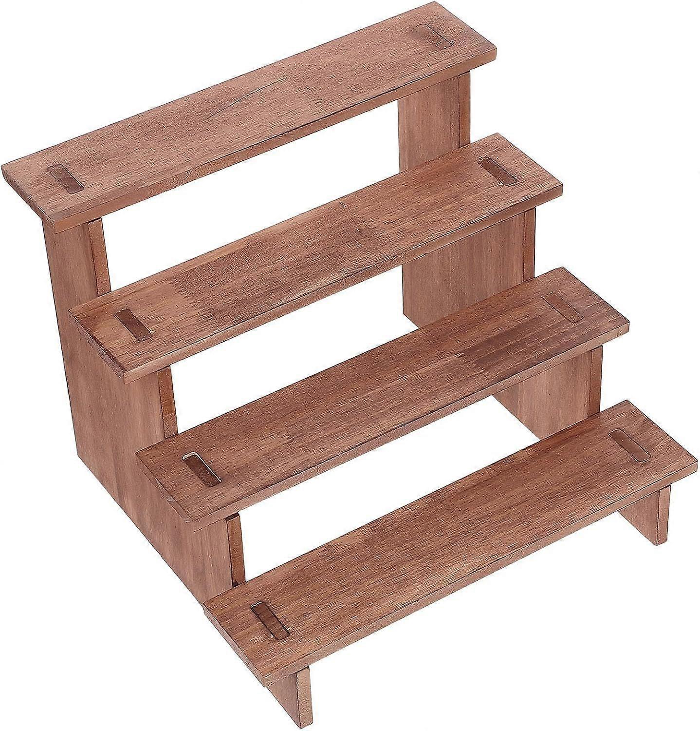 Wooden Display Riser Stand 4-layer Wood Tabletop Rack