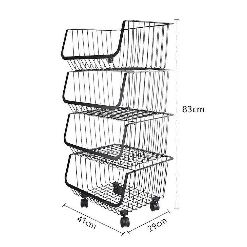 Stackable Metal Kitchen Trolley Fruit Vegetable Storage Basket Rack Organiser