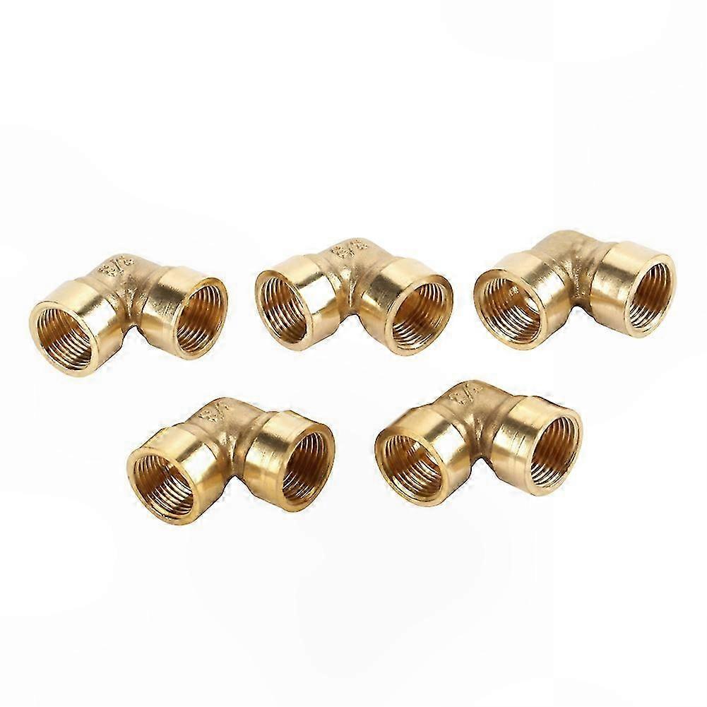 5PCS Brass 90 Degree Elbow Pipe Fitting Adapter, 3/8" BSP Internal Thread Connector