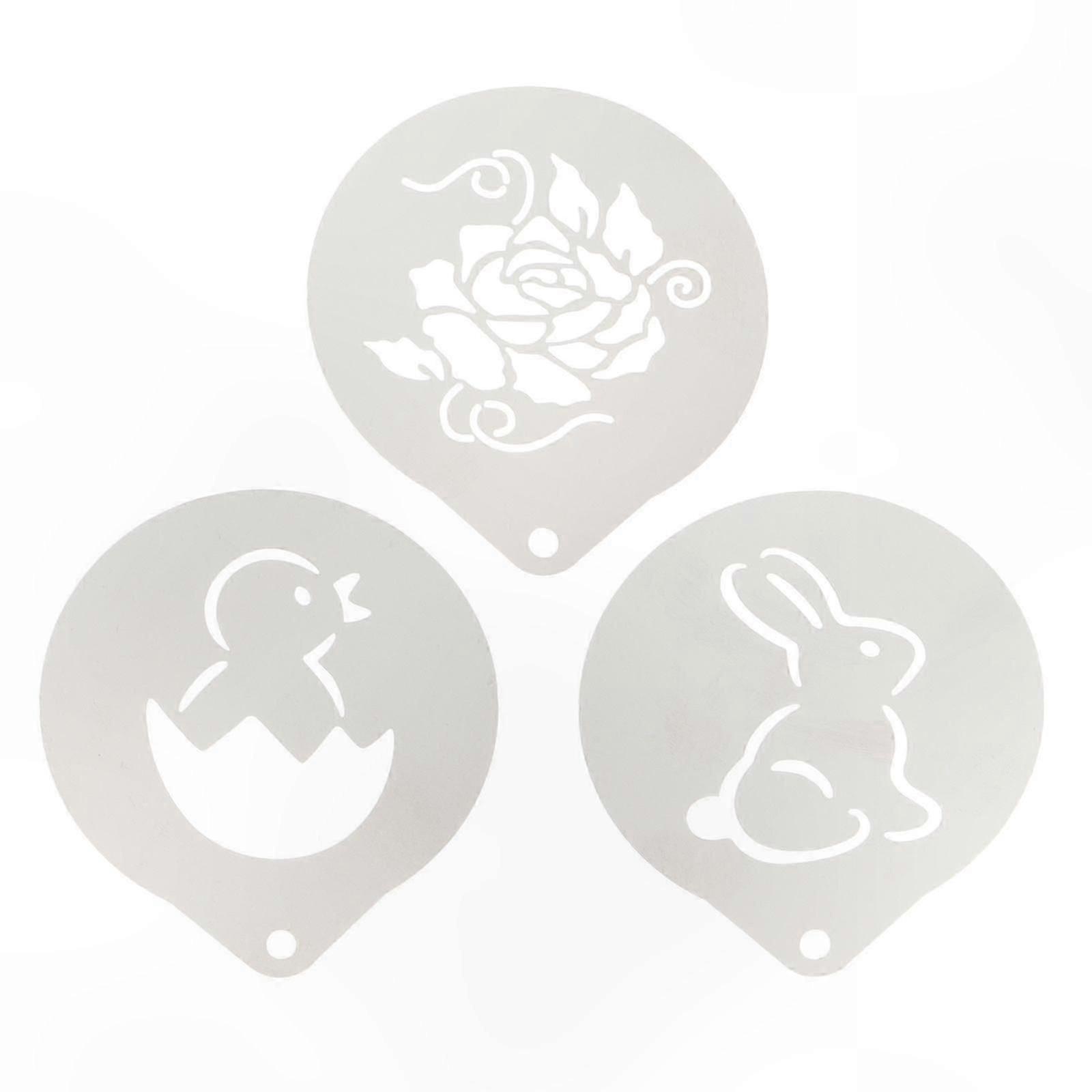 3pc Coffee Art Stencil Set with Rabbit Design DSW