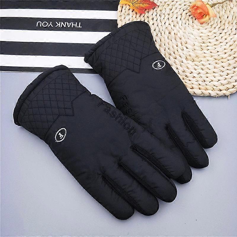 Men's Winter Thick Black Warm Windproof Gloves