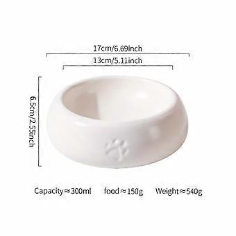 Ceramic Cat Bowl, Round Non-Slip Pet Food and Water Bowl, Wide Mouth Neck-Protecting Anti-Black Chin Design for Cats and Dogs