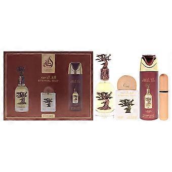 Lattafa Pride - Eternal Oud By Lattafa For Men - 3 Pc Gift Set 3.4oz Edp Spray, 0.65oz Edp Spray, 6.67oz Perfumed Body Spray