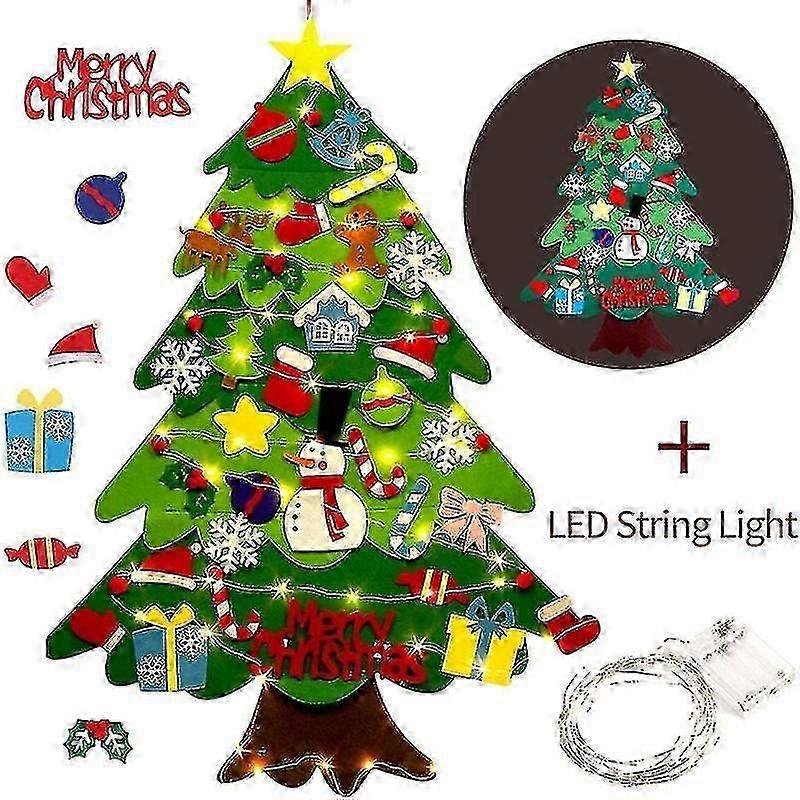 Wall Mount Felt Christmas Tree With Lights