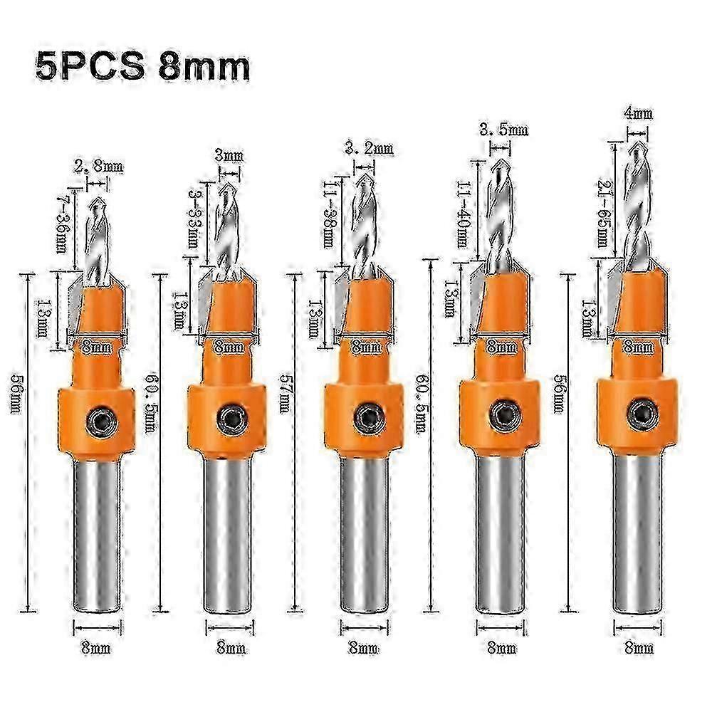 5-Piece Woodworking Countersink Drill Bit Kit